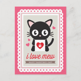Cartão Postal De Festividades I Love Mew! by Origami Prints Valentine Postcard