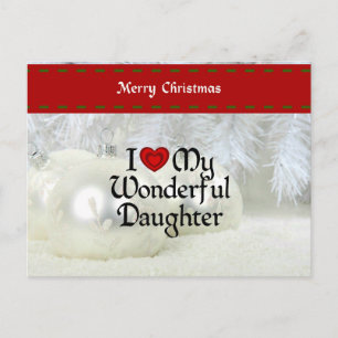 Cartão Postal De Festividades I Love My Wonderful Daughter, Christmas Design