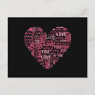 Cartão Postal De Festividades I Love You Typography Heart Valentine's Day Gift
