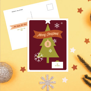 Cartão Postal De Festividades Ícones de Natal Monogramados Cartão de Natal