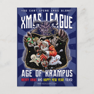 Cartão Postal De Festividades Idade da liga do Xmas de Krampus