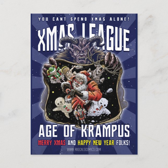 Cartão Postal De Festividades Idade da liga do Xmas de Krampus (Frente)