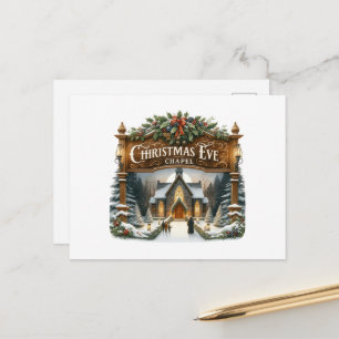 Cartão Postal De Festividades Igreja da Véspera de Natal Festiva