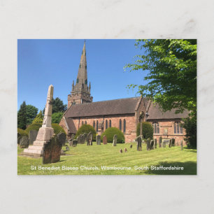 Cartão Postal De Festividades Igreja de St Benedict Biscop Wombourne Staffordshi