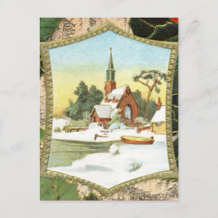 Cartão Postal De Festividades Igreja do País natais vintages