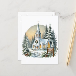 Cartão Postal De Festividades Igreja Festiva de Natal