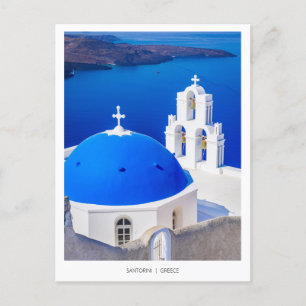 Cartão Postal De Festividades Igreja Grega Santorini em Firostefani, Grécia