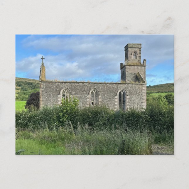 Cartão Postal De Festividades Ilha de Bute Scotland, Rua Derelict Colmac Church (Frente)