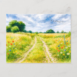 Cartão Postal De Festividades Ilha de Meadow path aquarell havelland