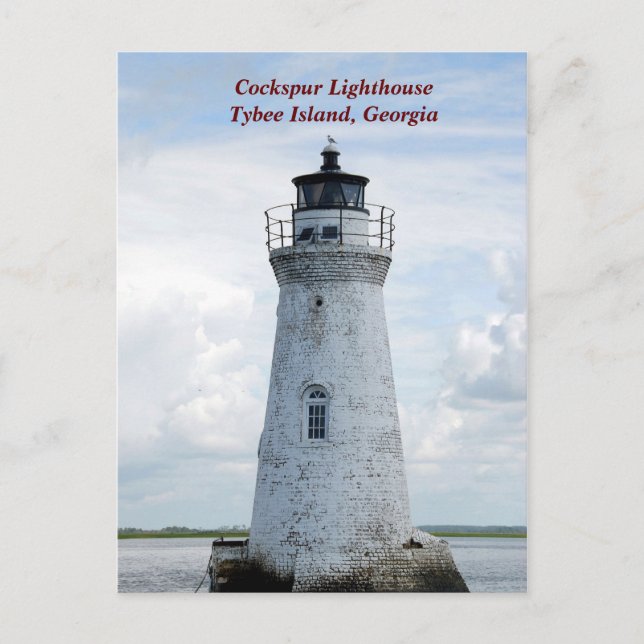 Cartão Postal De Festividades Ilha Histórica do Tybee, Farol da Geórgia (Frente)