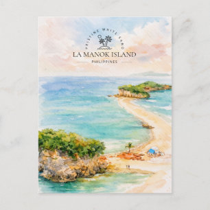 Cartão Postal De Festividades Ilha La Manok Filipinas   Souvenir de Aquarela
