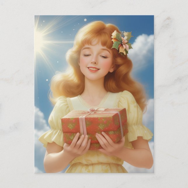 Cartão Postal De Festividades Illustration rétro de Noël (Frente)