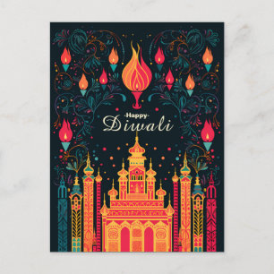 Cartão Postal De Festividades Iluminação divina: Celebração de Diwali