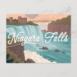 Cartão Postal De Festividades Ilustração Cênica das Cataratas do Niágara ao Pôr