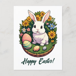 Cartão Postal De Festividades Ilustração Clássica de Coelhinho de Páscoa. Felz p
