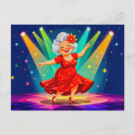 Cartão Postal De Festividades Ilustração da avó dançando no palco