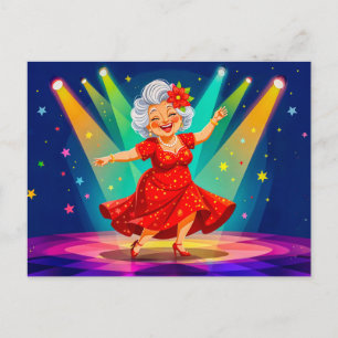 Cartão Postal De Festividades Ilustração da avó dançando no palco