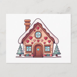 Cartão Postal De Festividades Ilustração da Casa do Gingerpão Festivo