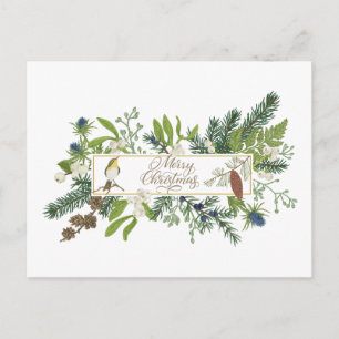 Cartão Postal De Festividades Ilustração da Natureza Natalícia Floresta