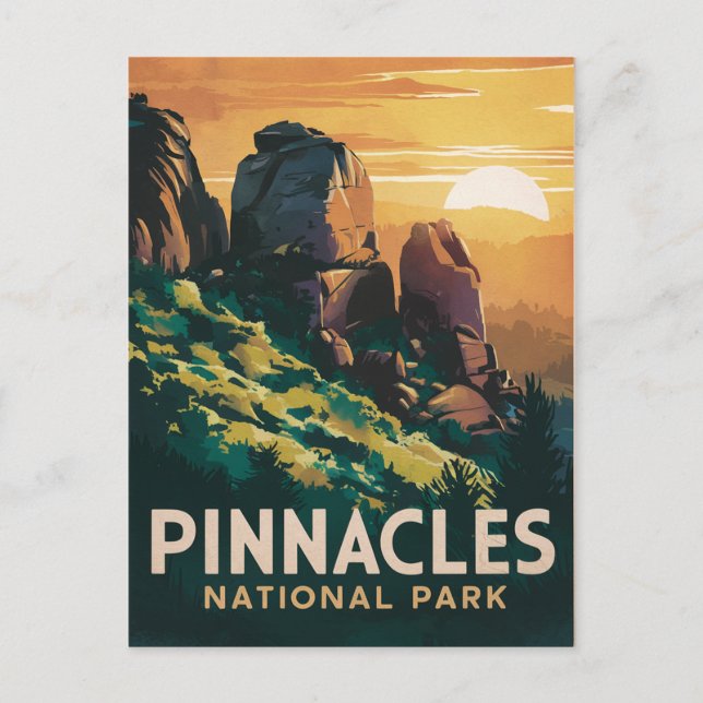 Cartão Postal De Festividades Ilustração das Aquarelas do Parque Nacional Pinnac (Frente)