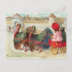 Cartão Postal De Festividades Ilustração de Ação de Graças Vintage