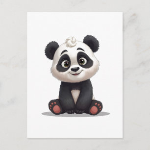 Cartão Postal De Festividades Ilustração de Arte de Panda Sentado em Cartoon