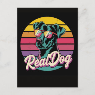 Cartão Postal De Festividades Ilustração de cachorro vintage com estilo e vibraç