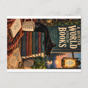 Cartão Postal De Festividades Ilustração de Cantinho de Livros Aconchegante com 