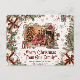 Cartão Postal De Festividades Ilustração de Design de Foto de Família de Natal V