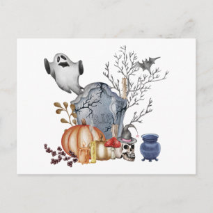 Cartão Postal De Festividades Ilustração de Halloween Muito Assustadora