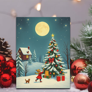 Cartão Postal De Festividades Ilustração de Natal Vintage