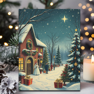 Cartão Postal De Festividades Ilustração de Natal Vintage