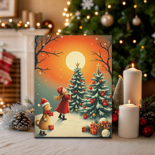 Cartão Postal De Festividades Ilustração de Natal Vintage