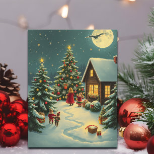 Cartão Postal De Festividades Ilustração de Natal Vintage