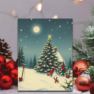 Cartão Postal De Festividades Ilustração de Natal Vintage
