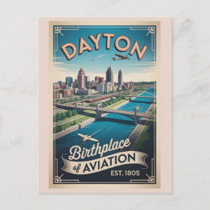 Cartão Postal De Festividades Ilustração de Poster de Viagem Retro de Dayton Ohi