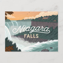 Cartão Postal De Festividades Ilustração de pôster retrô vintage das Cataratas d
