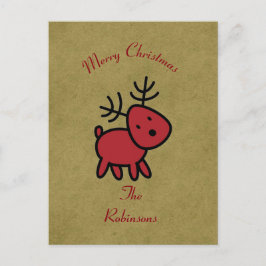 Cartão Postal De Festividades Ilustração de Reinador de Natal Vermelho