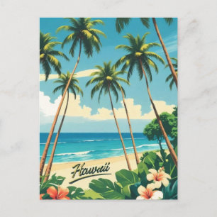 Cartão Postal De Festividades Ilustração de Viagem das Ilhas Havaianas Vintage R