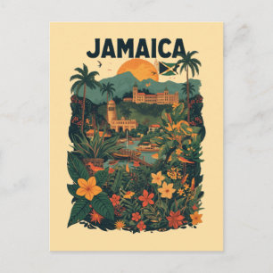 Cartão Postal De Festividades Ilustração de Viagem Jamaica Estilo Vintage