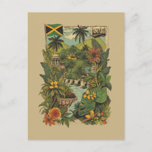 Cartão Postal De Festividades Ilustração de Viagem Jamaica Estilo Vintage