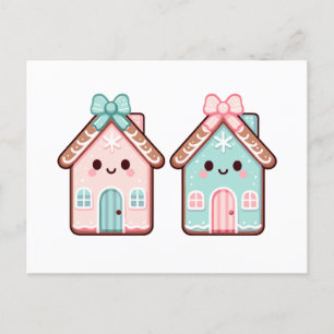 Cartão Postal De Festividades Ilustração do desenho animado de casas de gengibre