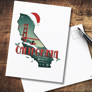 Cartão Postal De Festividades Ilustração do Mapa do Estado de Natal da Califórni