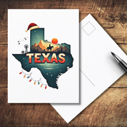 Cartão Postal De Festividades Ilustração do Mapa do Estado de Natal do Texas