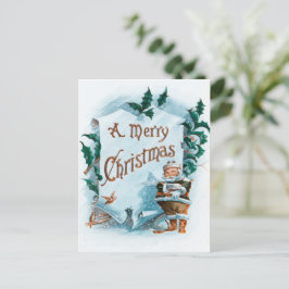 Cartão Postal De Festividades Ilustração do Papai Noel