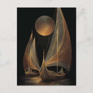 Cartão Postal De Festividades Ilustração Dourada Elegante de Arte de Palangres
