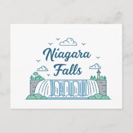 Cartão Postal De Festividades Ilustração Minimalista de Niagara Falls em Design