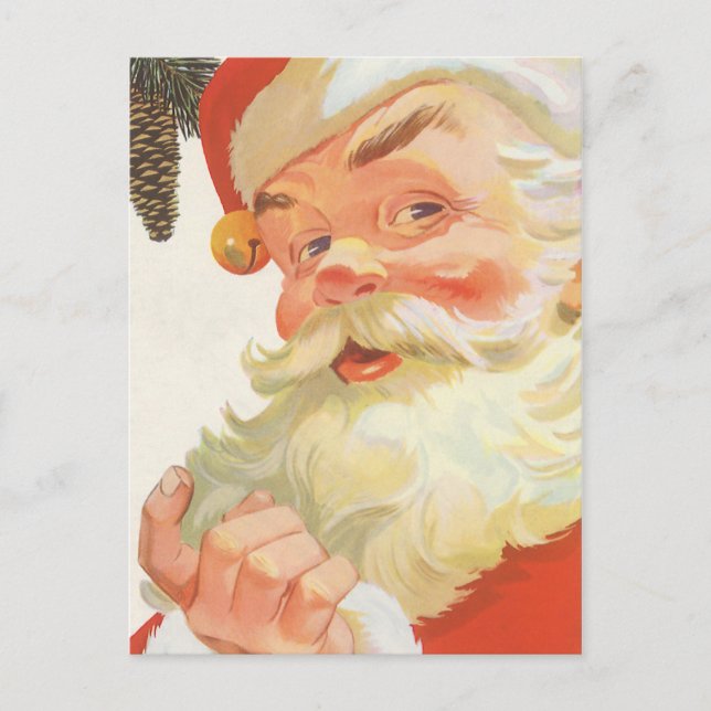 Cartão Postal De Festividades Ilustração Vintage Santa Claus (Frente)