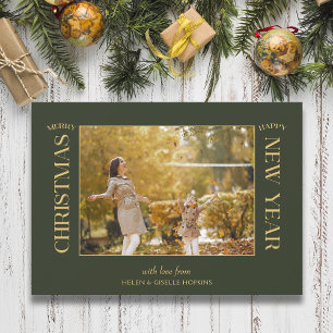 Cartão Postal De Festividades Imagem da Tipografia de Natal Dourada Elegante