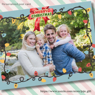 Cartão Postal De Festividades Imagem de Natal tradicional foto personalizada fof